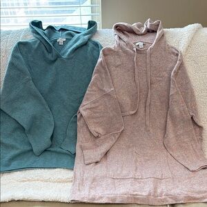 J.Jill sweaters set woman’s NWOT so soft cozy Hooded Sweater Set - Teal and Pink